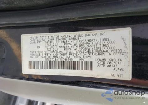 2004 Toyota Sequoia Limited V8 из США, поврежденный, VIN 5TDZT38A14S208369